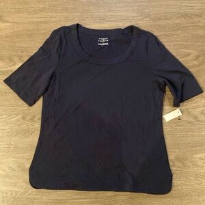 TALBOTS WOMENS SCOOP NECK CURVED HEM TEE